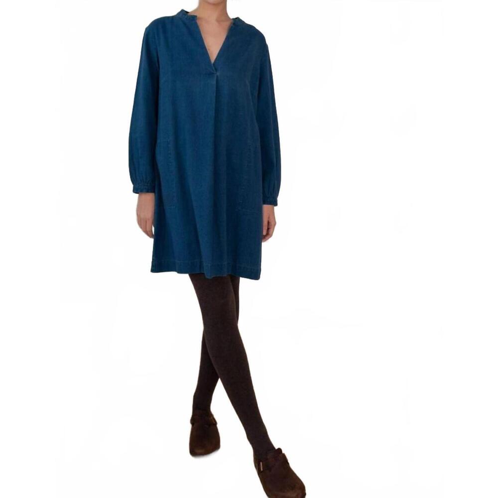 NEW BIBICO wren long sleeve dress in textured denim